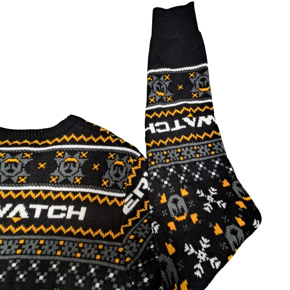 Blizzard Overwatch Ugly Holiday Sweater ThinkGeek Black Orange Men L 154710